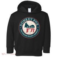 Donkey Pox The Disease Killing America Funny Meme Round Blue And Red With White Toddler Hoodie thumb 0