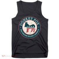 Donkey Pox The Disease Killing America Funny Meme Round Blue And Red With White Tank Top thumb 0
