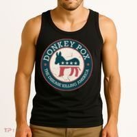 Donkey Pox The Disease Killing America Funny Meme Round Blue And Red With White Tank Top thumb 3