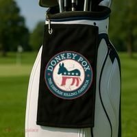 Donkey Pox The Disease Killing America Funny Meme Round Blue And Red With White Golf Towel thumb 2
