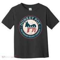 Donkey Pox The Disease Killing America Funny Meme Round Blue And Red With White Toddler T-Shirt thumb 0