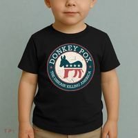 Donkey Pox The Disease Killing America Funny Meme Round Blue And Red With White Toddler T-Shirt thumb 2