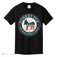 Donkey Pox The Disease Killing America Funny Meme Round Blue And Red With White Kids T-Shirt thumb 0