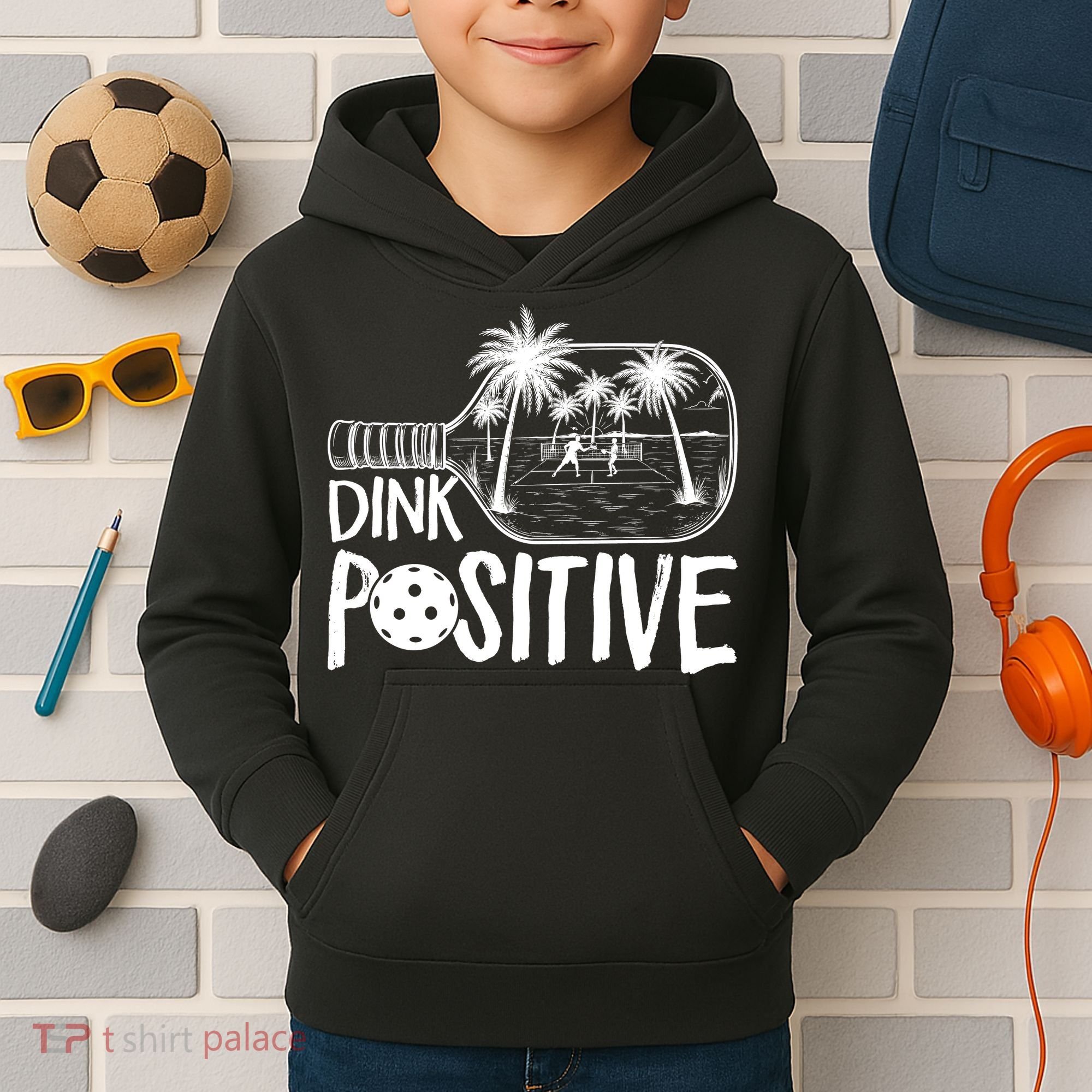 Dink Positive Tropical Pickleball Kids Hoodie
