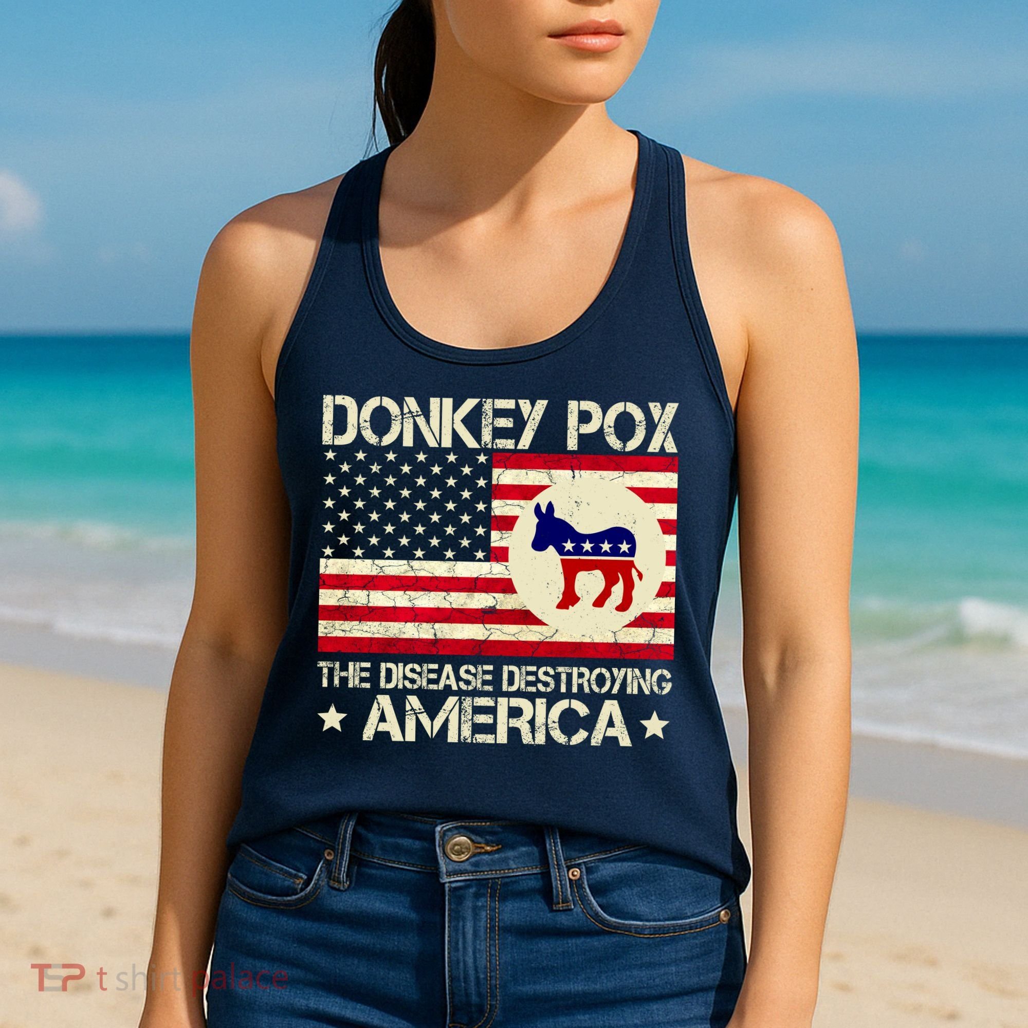 Donkey Pox The Disease Destroying America Funny Anti Biden Women's Tank Top