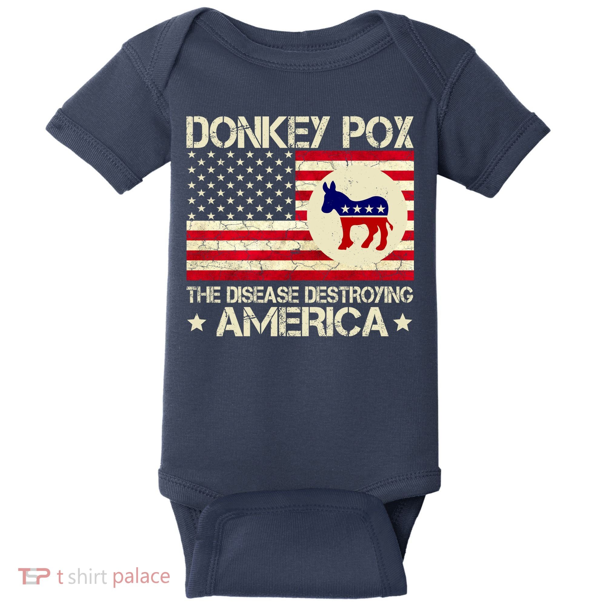 Donkey Pox The Disease Destroying America Funny Anti Biden Baby Bodysuit