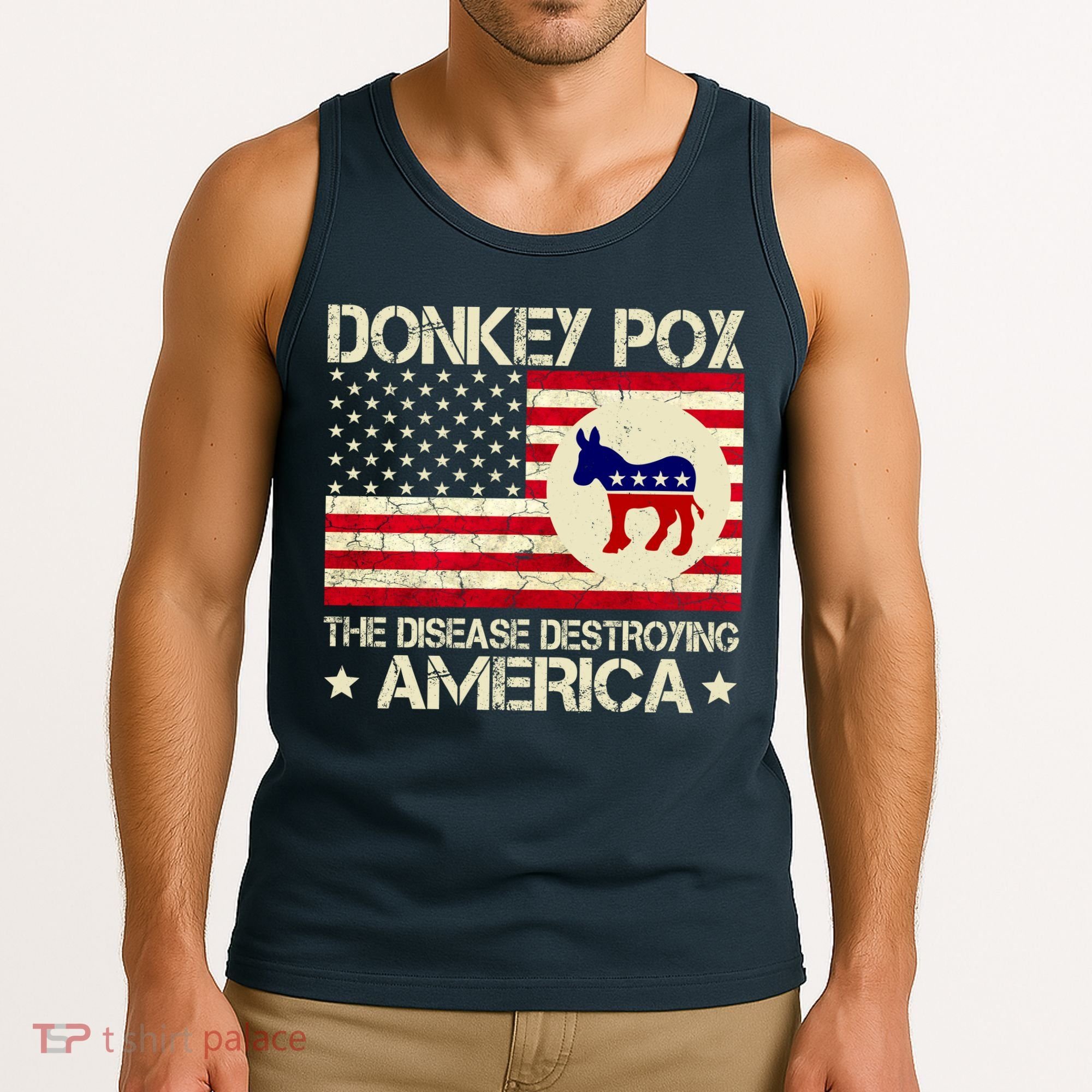 Donkey Pox The Disease Destroying America Funny Anti Biden Tank Top