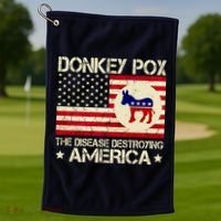 Donkey Pox The Disease Destroying America Funny Anti Biden Golf Towel thumb 1