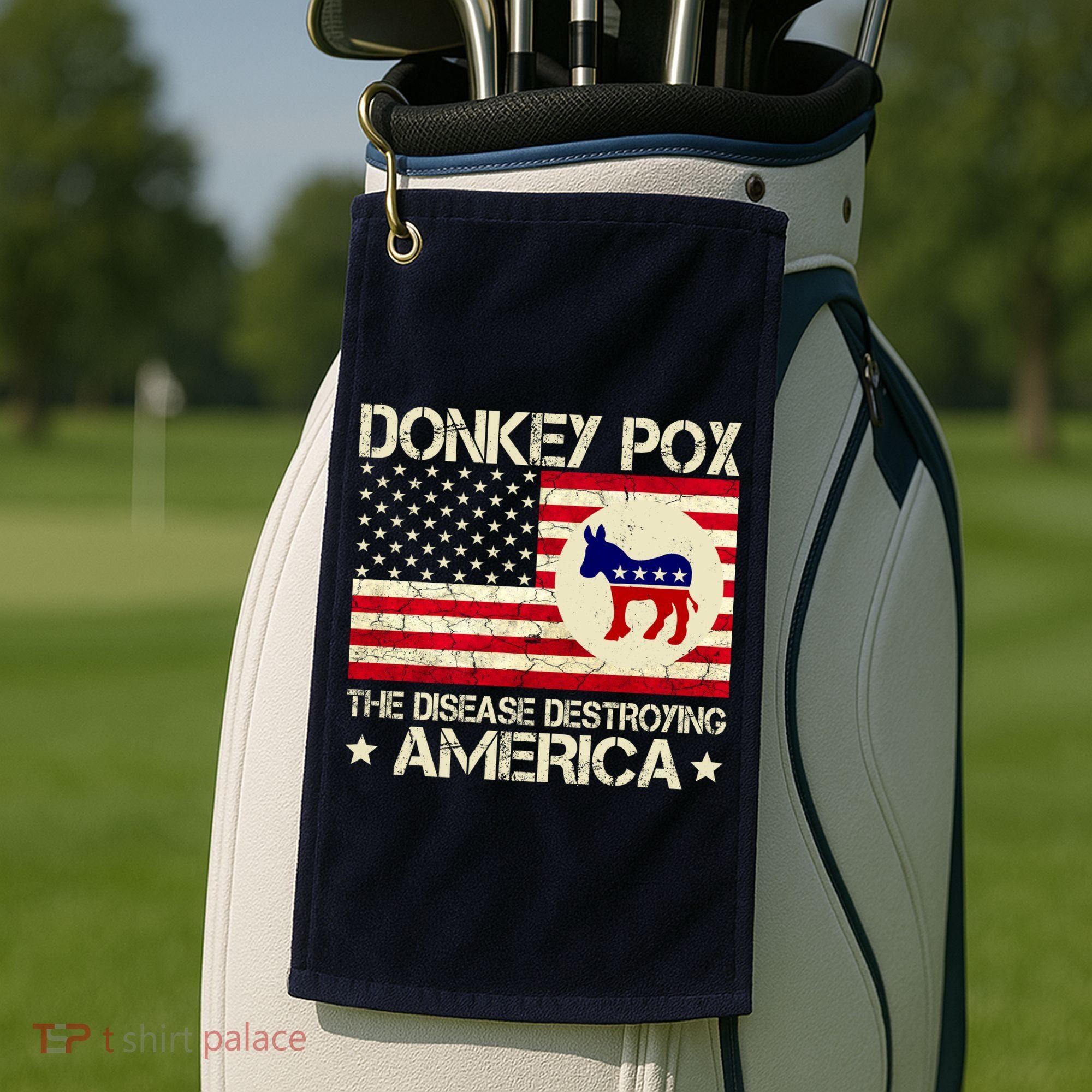 Donkey Pox The Disease Destroying America Funny Anti Biden Golf Towel