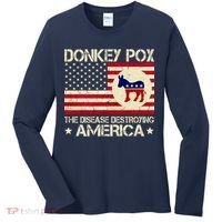 Donkey Pox The Disease Destroying America Funny Anti Biden Women's Long Sleeve Shirt thumb 0