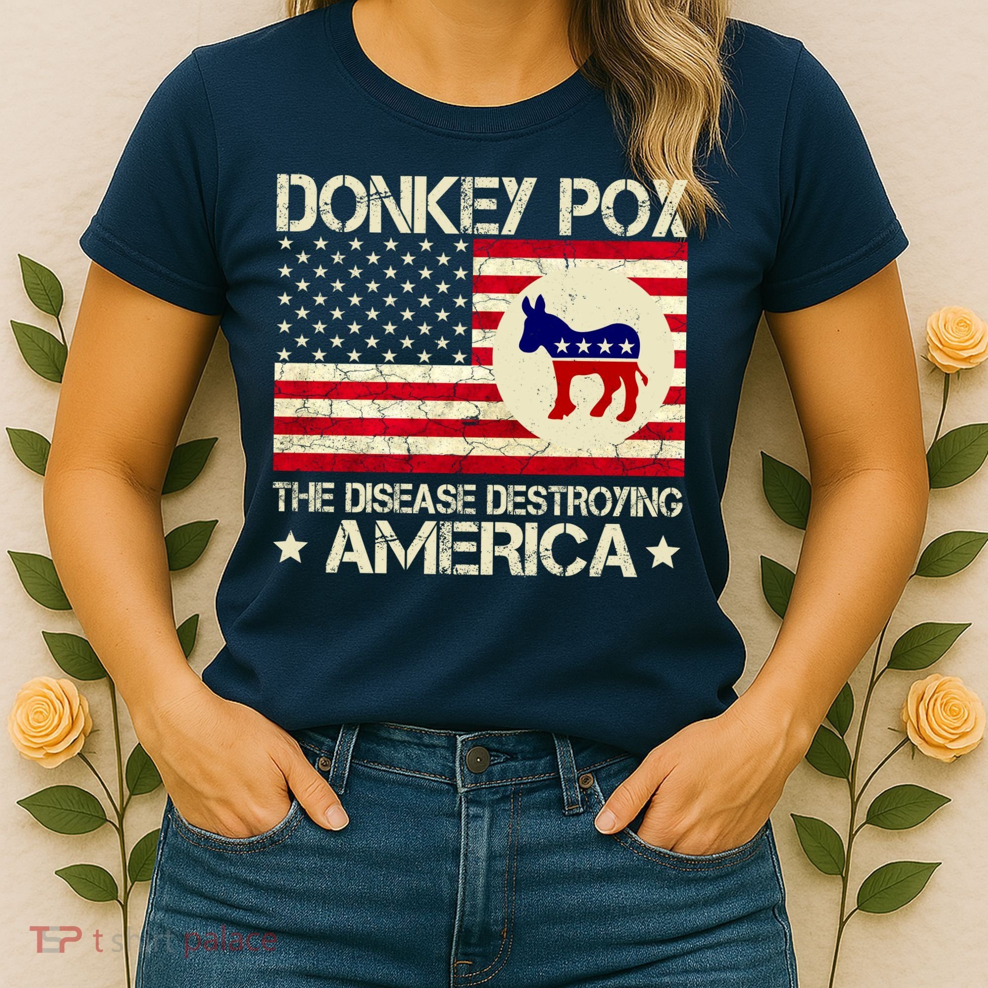 Donkey Pox The Disease Destroying America Funny Anti Biden Women's T-Shirt