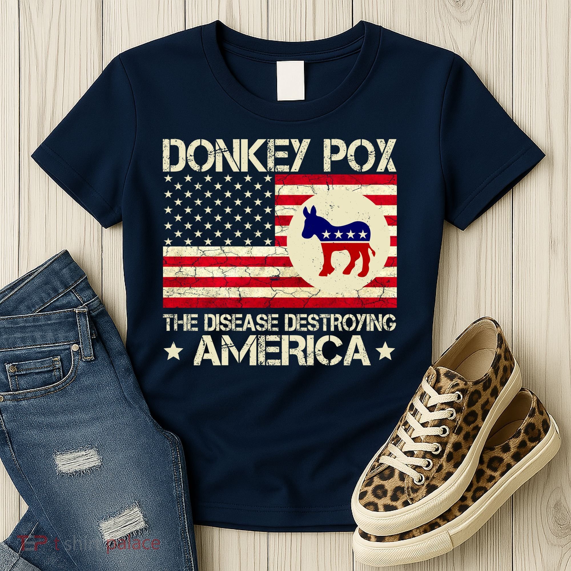 Donkey Pox The Disease Destroying America Funny Anti Biden Women's T-Shirt