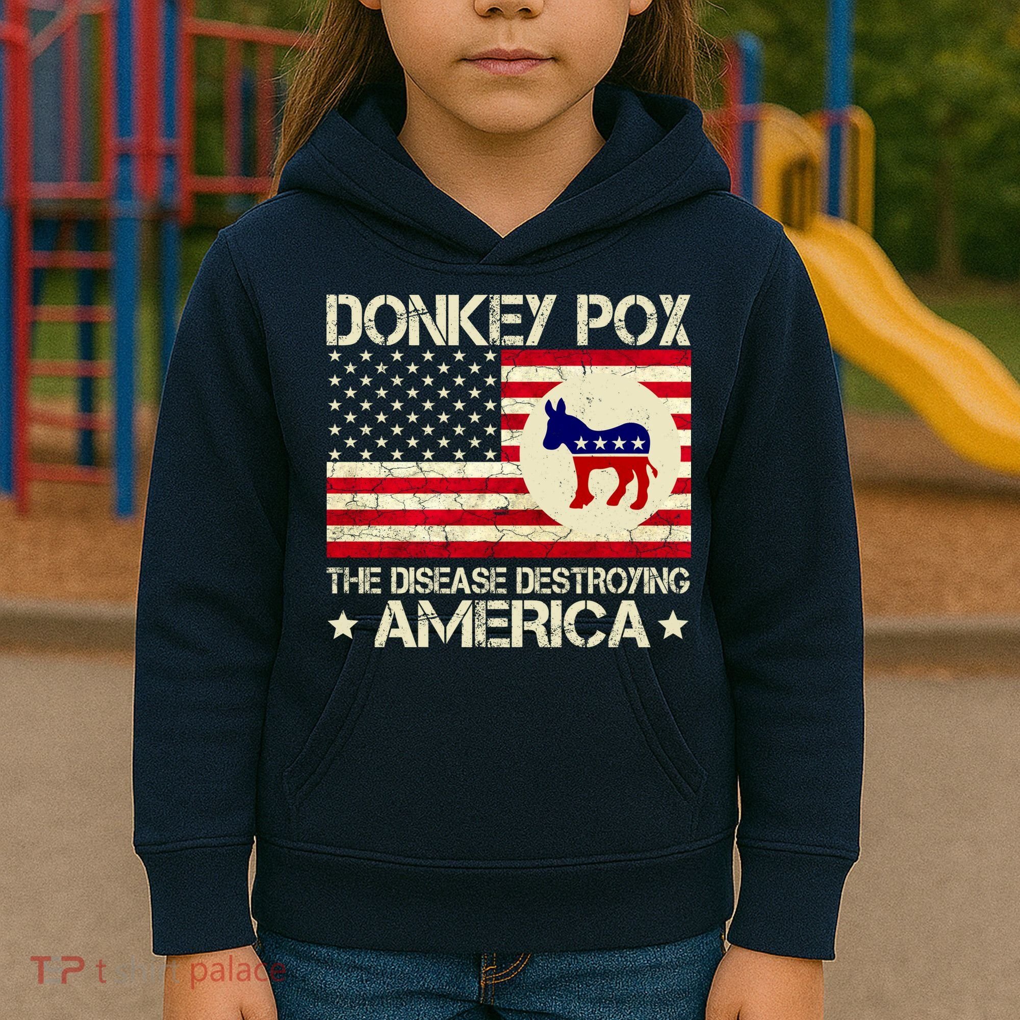 Donkey Pox The Disease Destroying America Funny Anti Biden Kids Hoodie