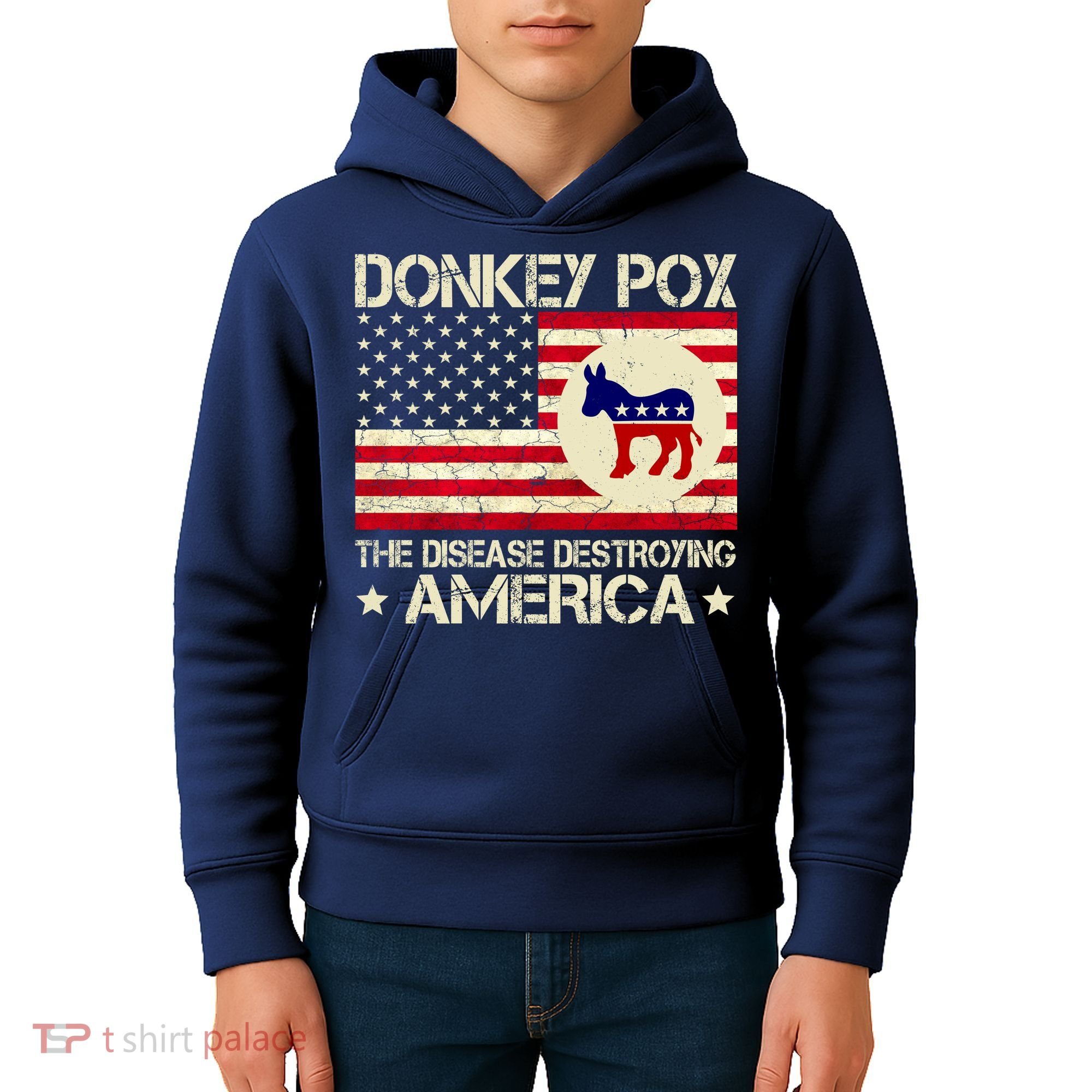 Donkey Pox The Disease Destroying America Funny Anti Biden Kids Hoodie