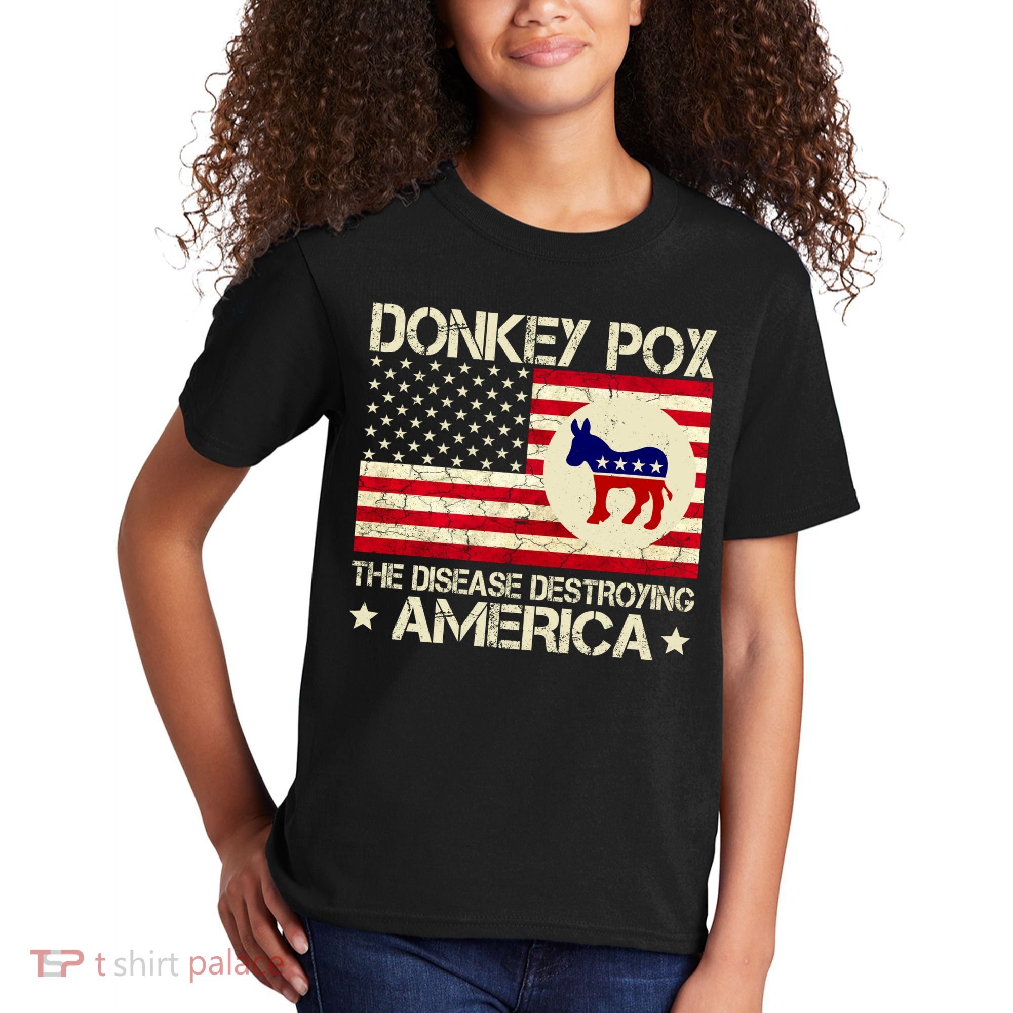 Donkey Pox The Disease Destroying America Funny Anti Biden Kids T-Shirt