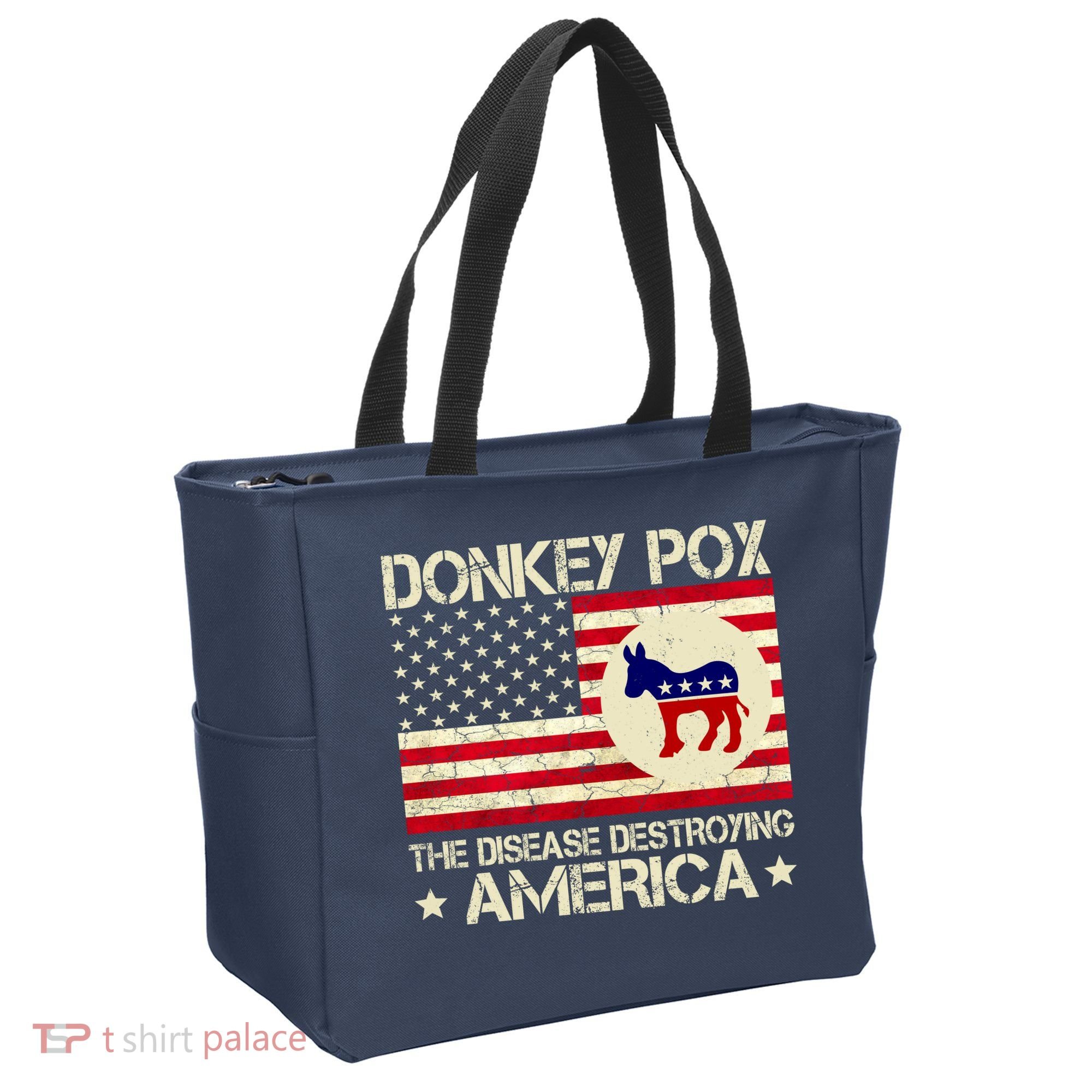Donkey Pox The Disease Destroying America Funny Anti Biden Tote Bag