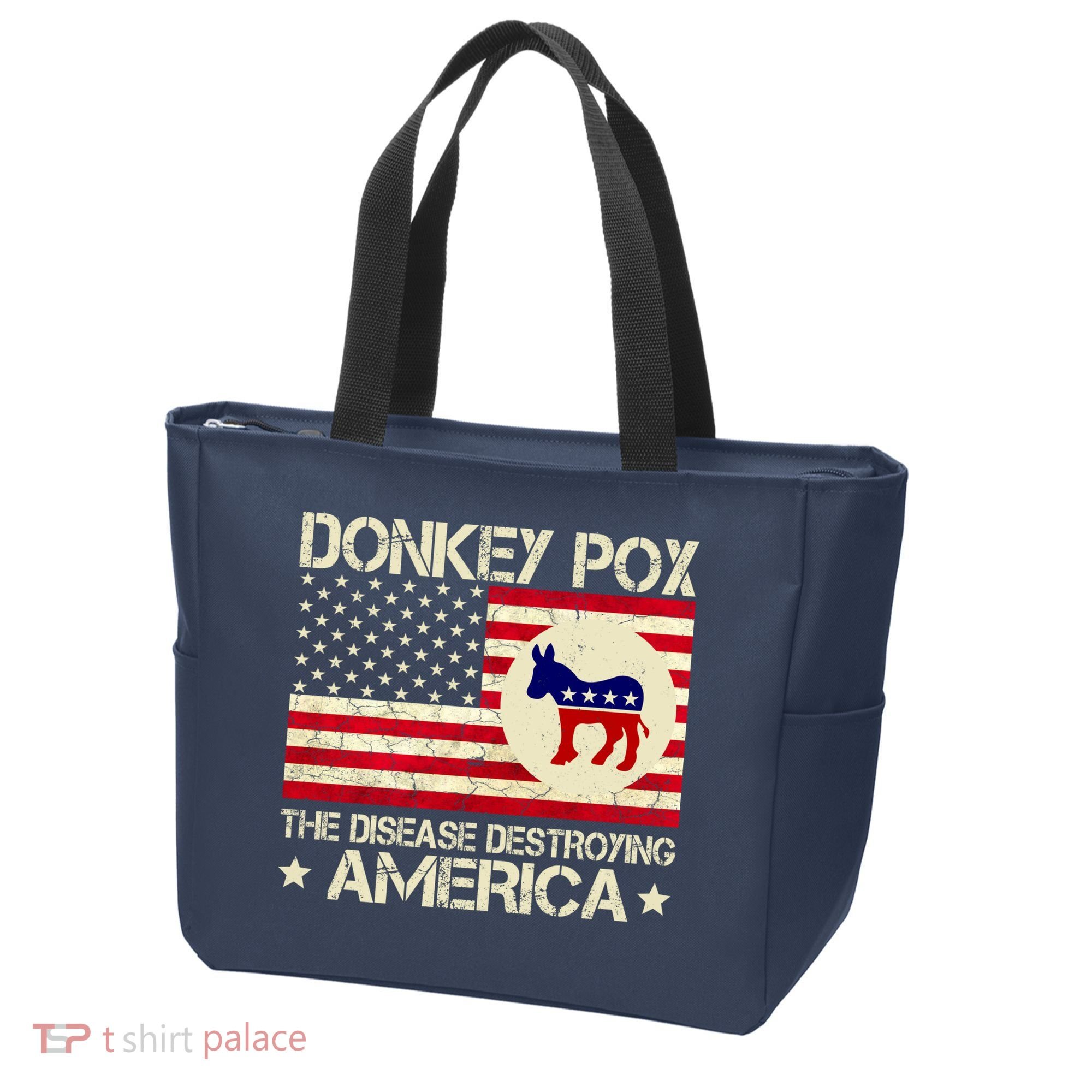 Donkey Pox The Disease Destroying America Funny Anti Biden Tote Bag