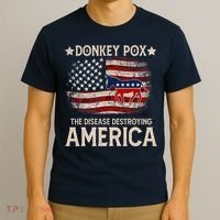 Donkey Pox The Disease Destroying America Funny Donkeypox Amrica Flag T-Shirt thumb 3