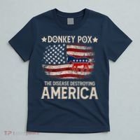 Donkey Pox The Disease Destroying America Funny Donkeypox Amrica Flag T-Shirt thumb 5