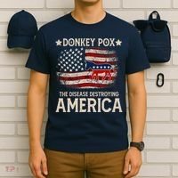Donkey Pox The Disease Destroying America Funny Donkeypox Amrica Flag T-Shirt thumb 6