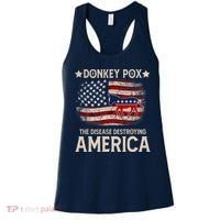 Donkey Pox The Disease Destroying America Funny Donkeypox Amrica Flag Women's Tank Top thumb 0