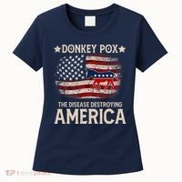 Donkey Pox The Disease Destroying America Funny Donkeypox Amrica Flag Women's T-Shirt thumb 0