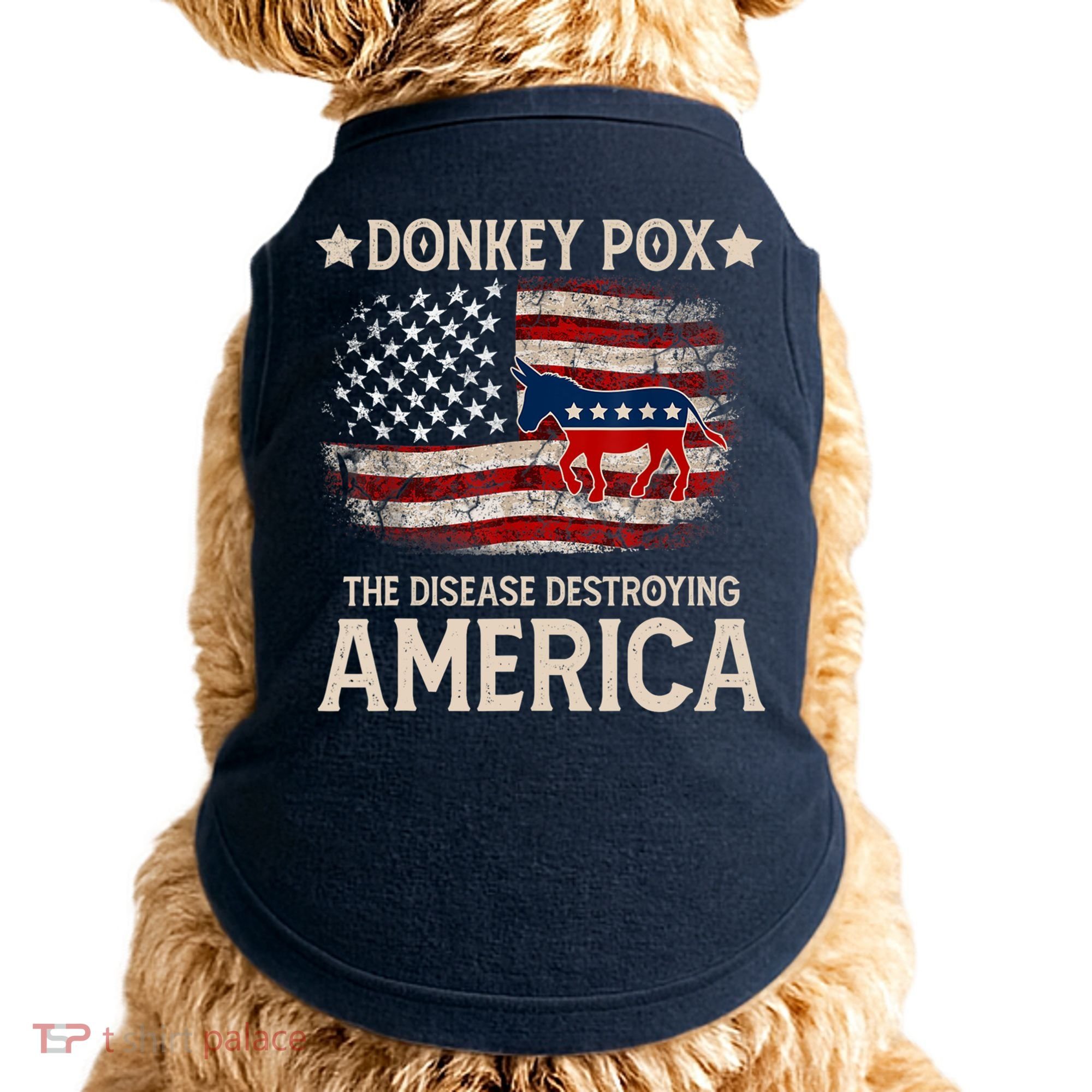 Donkey Pox The Disease Destroying America Funny Donkeypox Flag Doggie Tank