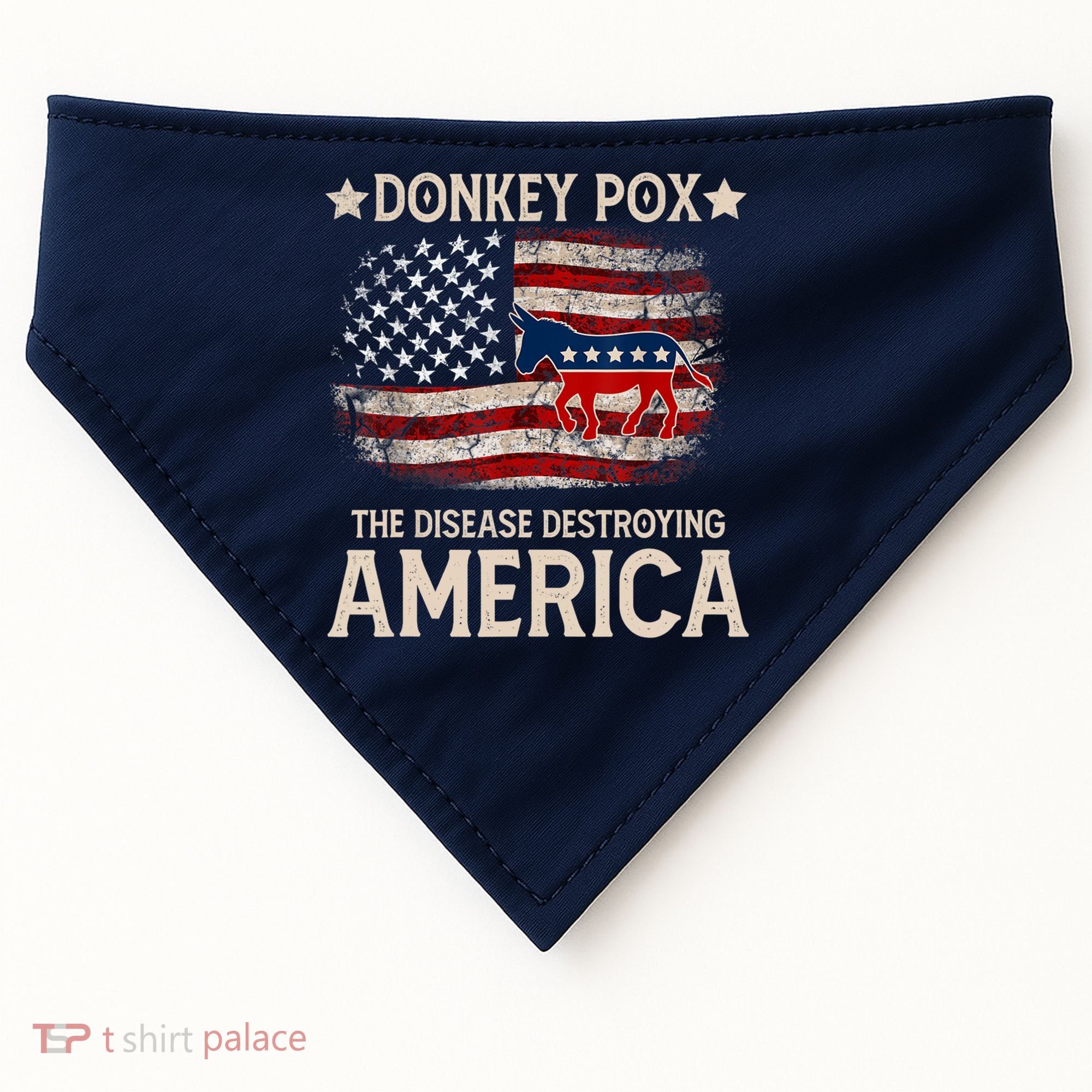 Donkey Pox The Disease Destroying America Funny Donkeypox Flag USA-Made Doggie Bandana