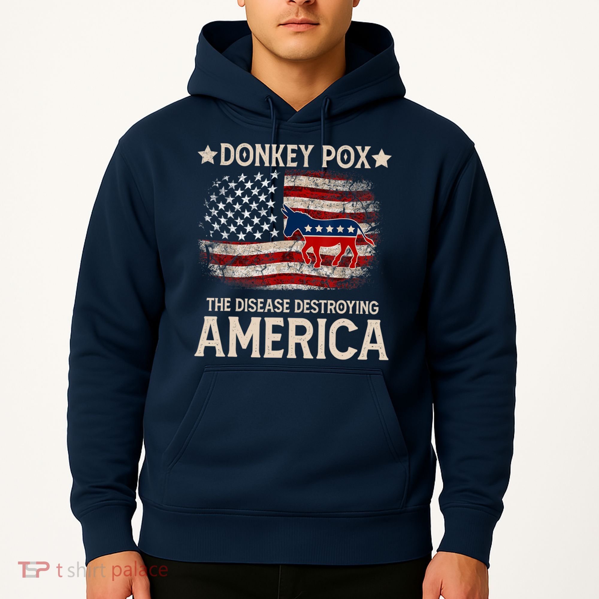 Donkey Pox The Disease Destroying America Funny Donkeypox Flag Hoodie