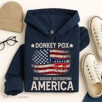 Donkey Pox The Disease Destroying America Funny Donkeypox Flag Hoodie thumb 4