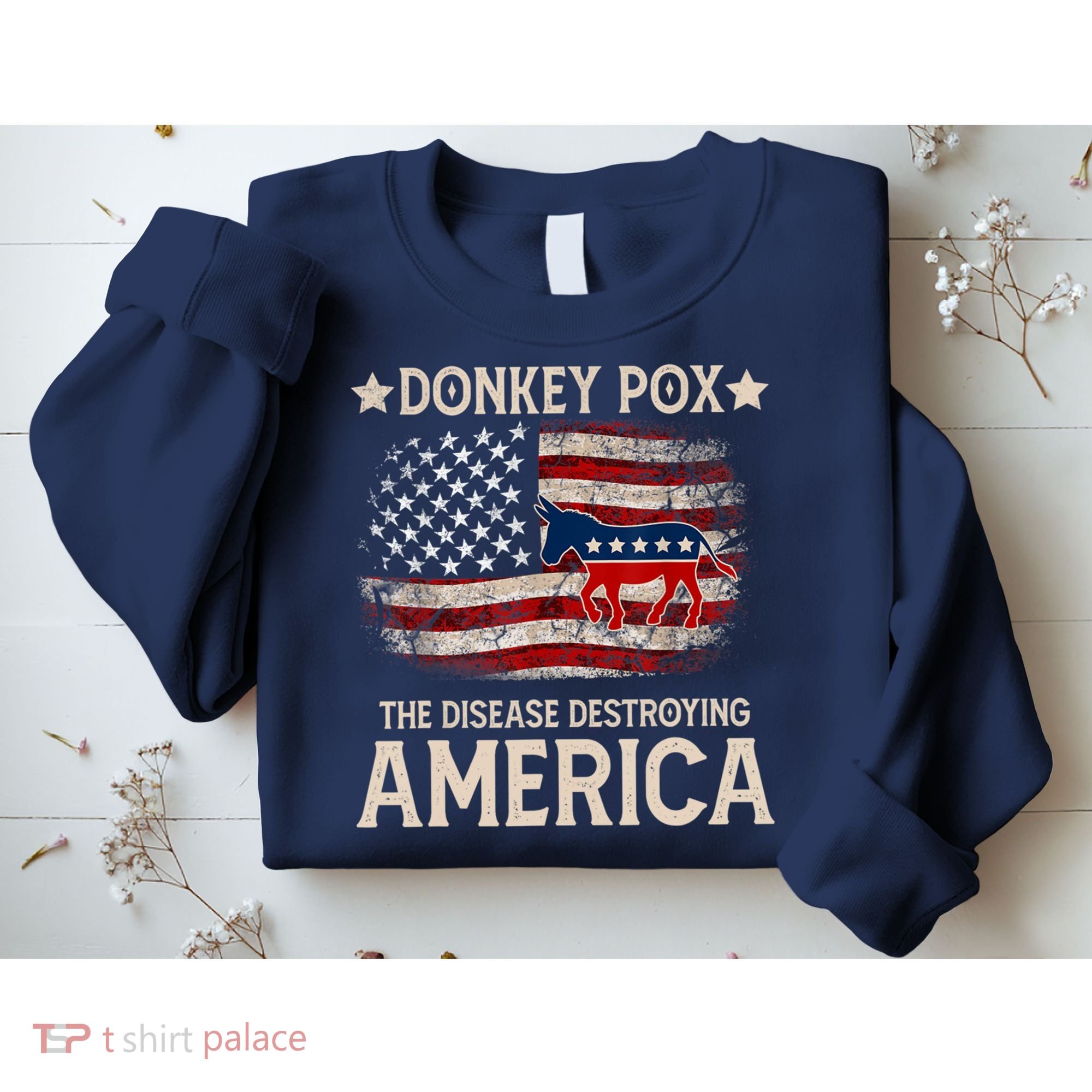 Donkey Pox The Disease Destroying America Funny Donkeypox Flag Sweatshirt