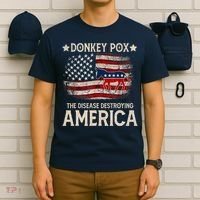 Donkey Pox The Disease Destroying America Funny Donkeypox Flag T-Shirt thumb 6