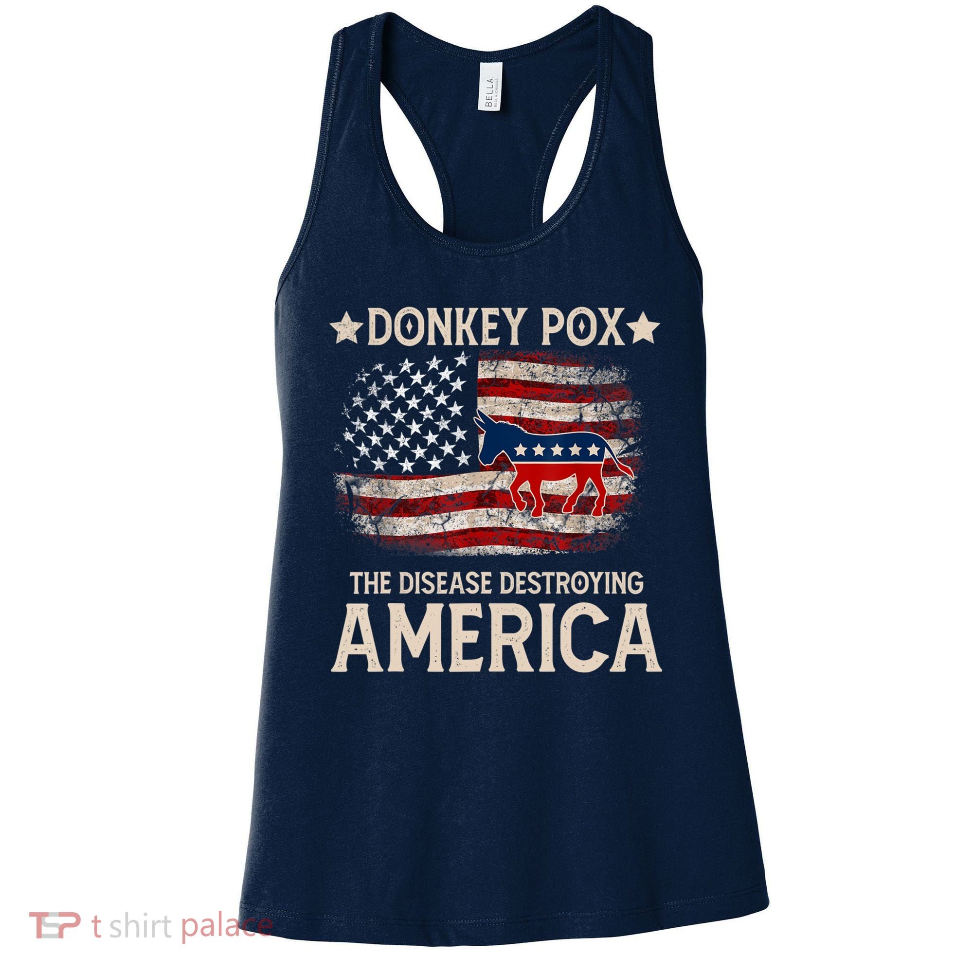 Donkey Pox The Disease Destroying America Funny Donkeypox Flag Women's Tank Top