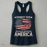 Donkey Pox The Disease Destroying America Funny Donkeypox Flag Women's Tank Top thumb 3