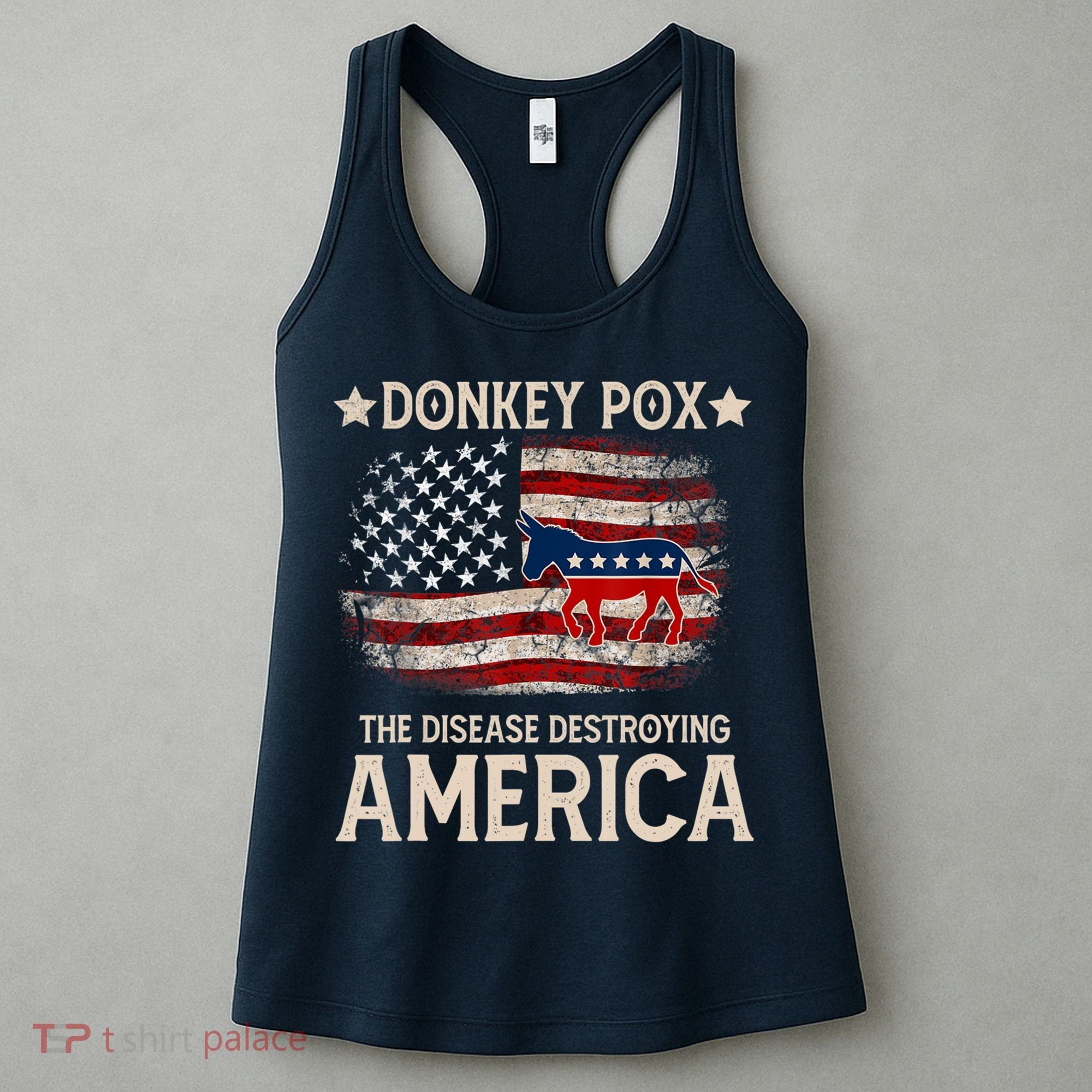 Donkey Pox The Disease Destroying America Funny Donkeypox Flag Women's Tank Top