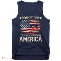 Donkey Pox The Disease Destroying America Funny Donkeypox Flag Tank Top thumb 0