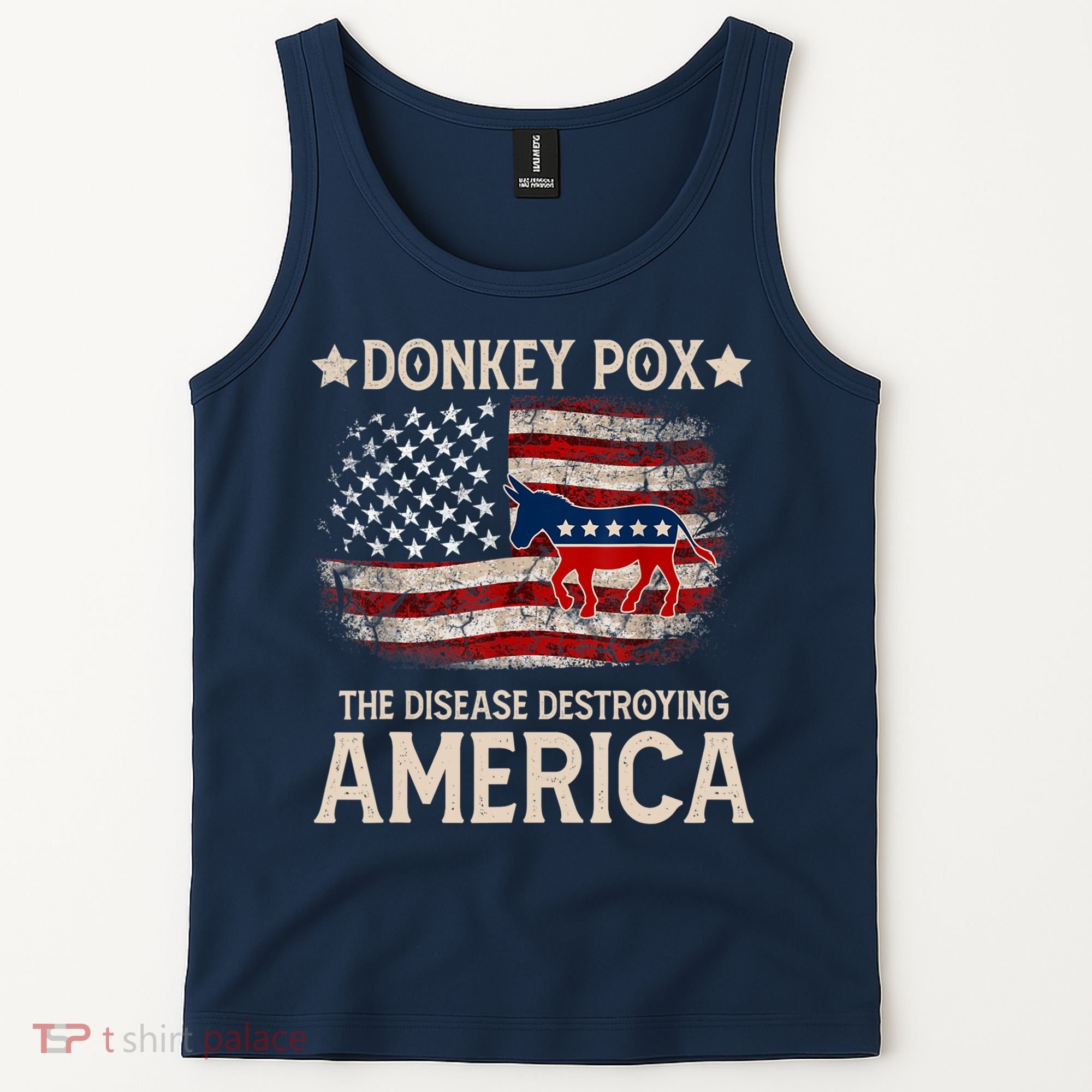 Donkey Pox The Disease Destroying America Funny Donkeypox Flag Tank Top