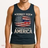 Donkey Pox The Disease Destroying America Funny Donkeypox Flag Tank Top thumb 3