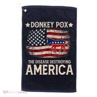 Donkey Pox The Disease Destroying America Funny Donkeypox Flag Golf Towel thumb 0