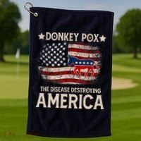 Donkey Pox The Disease Destroying America Funny Donkeypox Flag Golf Towel thumb 1