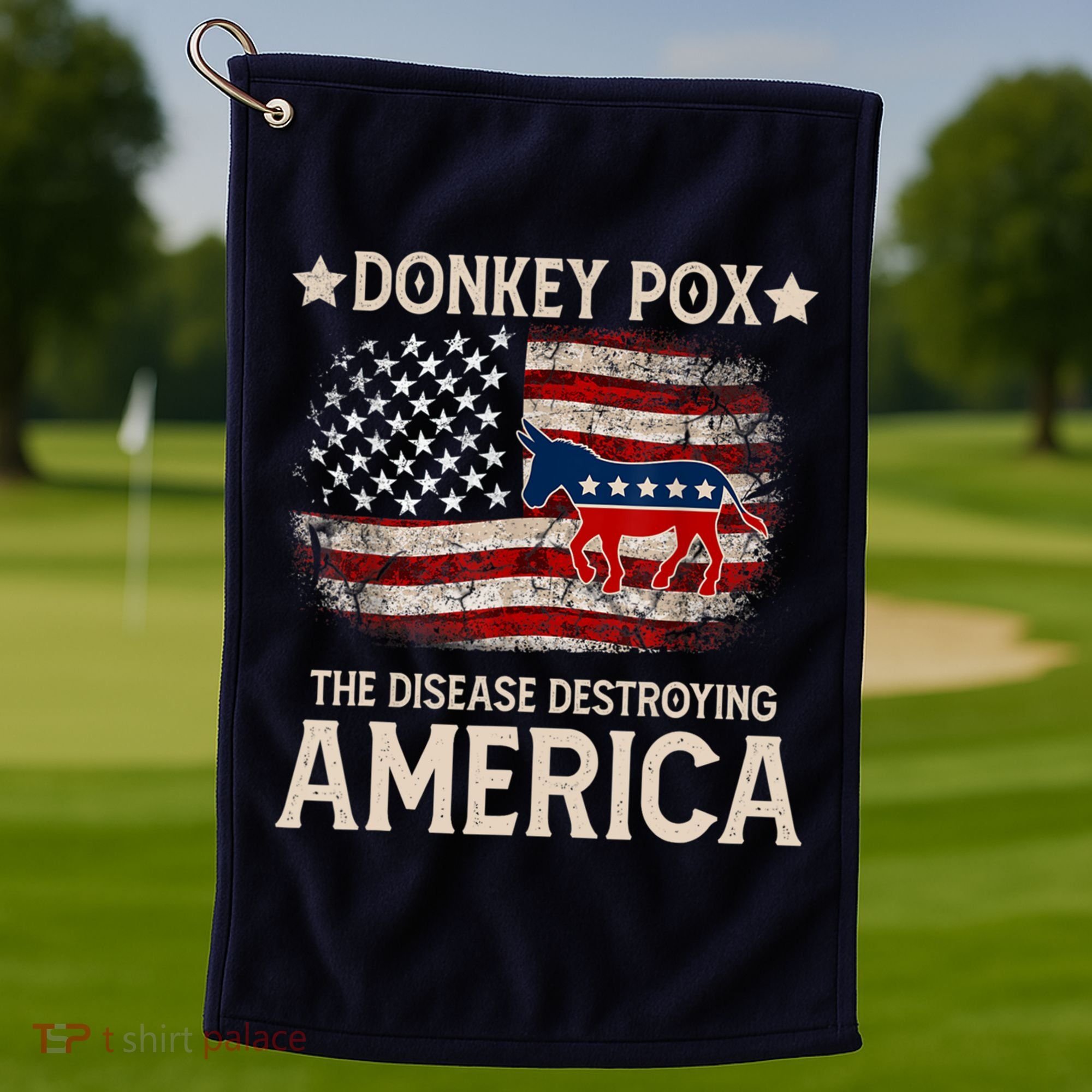 Donkey Pox The Disease Destroying America Funny Donkeypox Flag Golf Towel