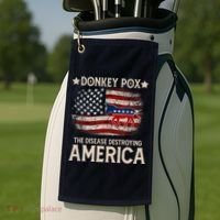 Donkey Pox The Disease Destroying America Funny Donkeypox Flag Golf Towel thumb 2