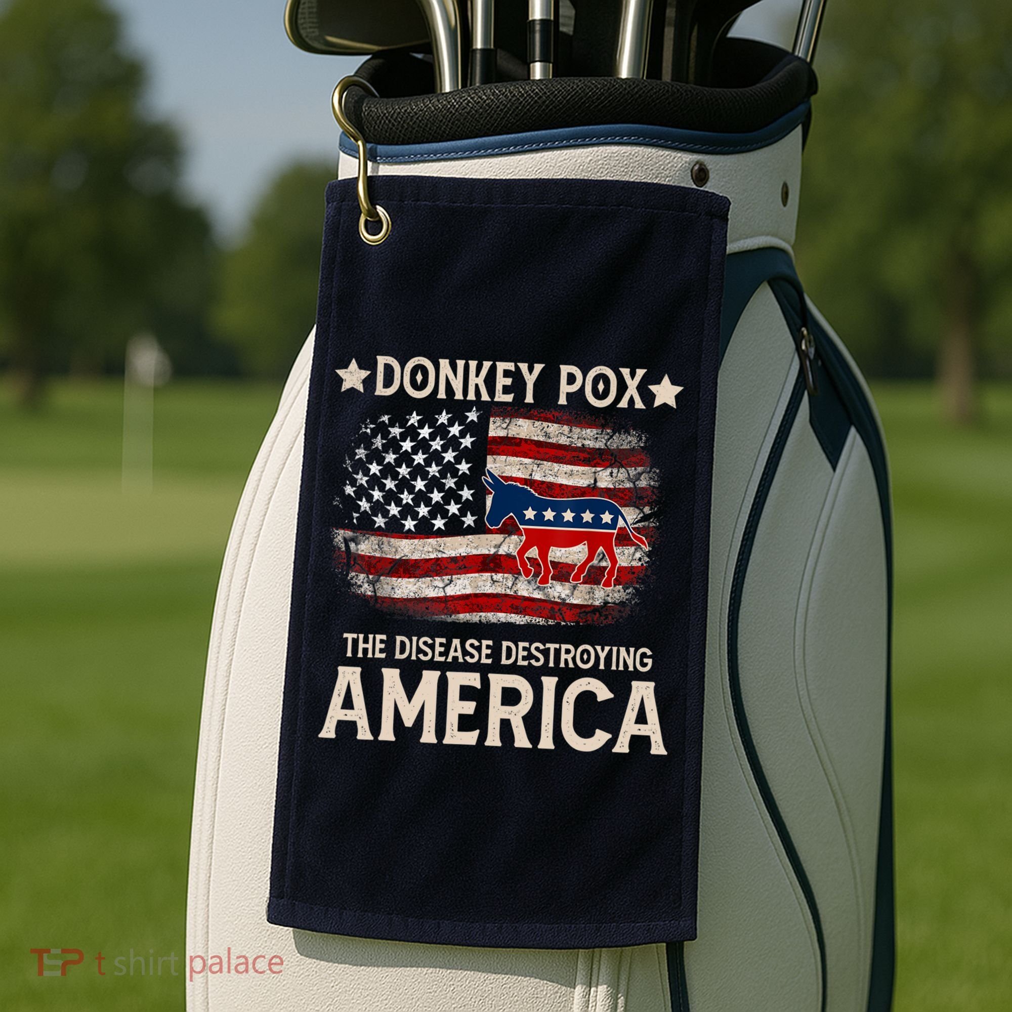 Donkey Pox The Disease Destroying America Funny Donkeypox Flag Golf Towel
