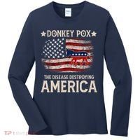 Donkey Pox The Disease Destroying America Funny Donkeypox Flag Women's Long Sleeve Shirt thumb 0