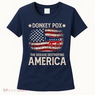 Donkey Pox The Disease Destroying America Funny Donkeypox Flag Women's T-Shirt