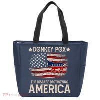 Donkey Pox The Disease Destroying America Funny Donkeypox Flag Tote Bag thumb 0