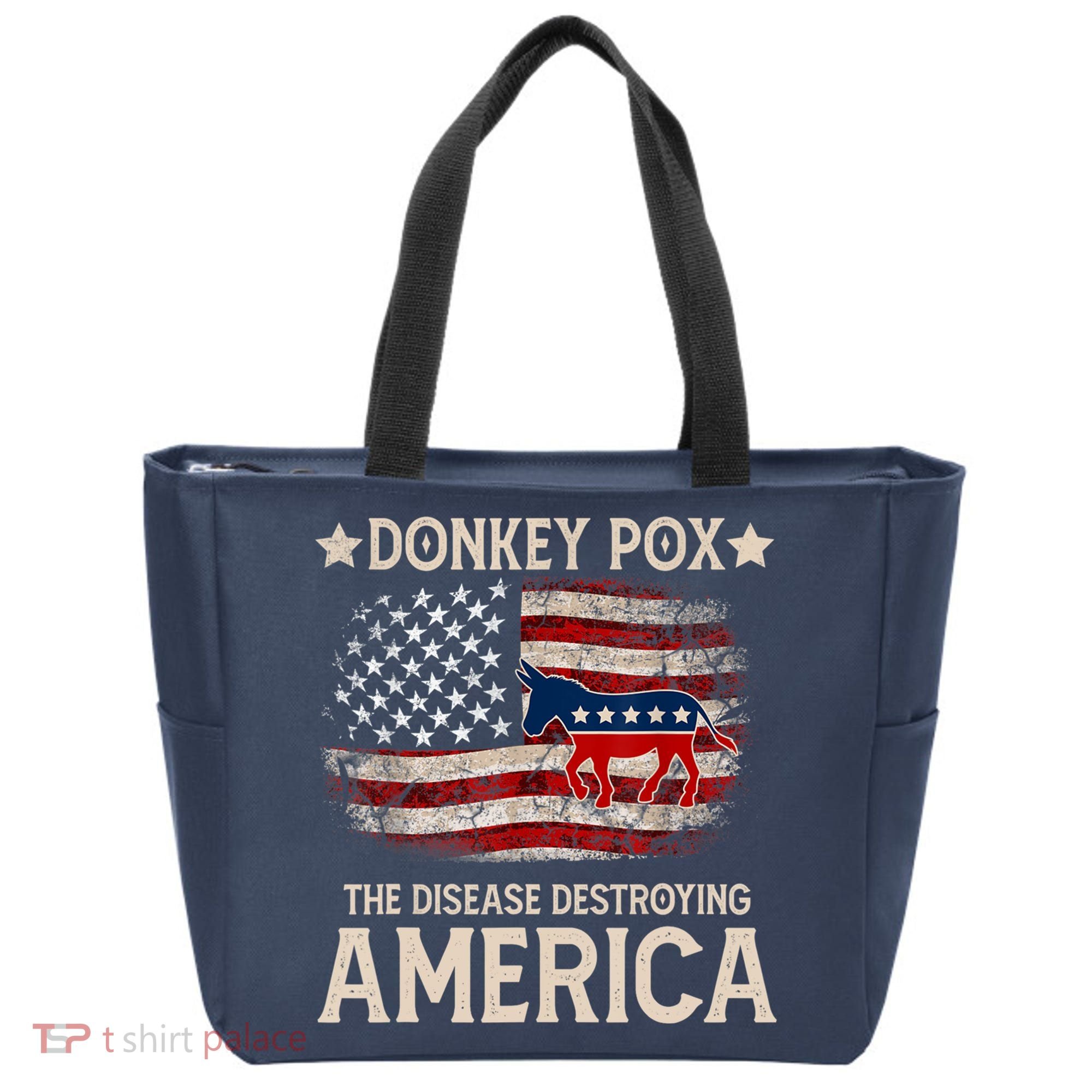 Donkey Pox The Disease Destroying America Funny Donkeypox Flag Tote Bag