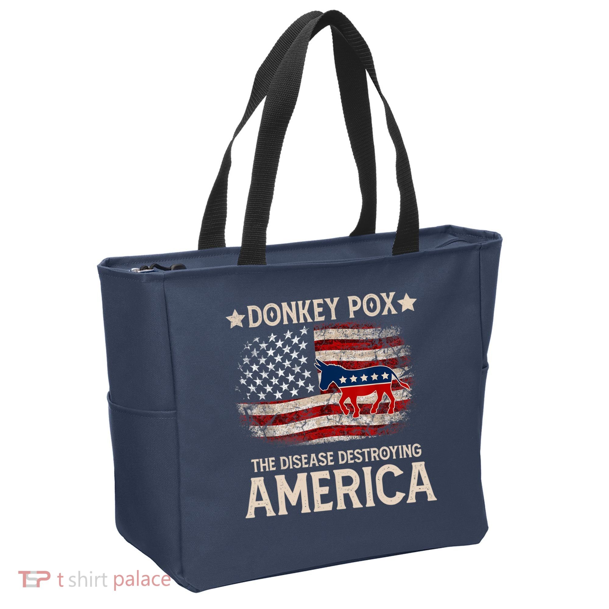 Donkey Pox The Disease Destroying America Funny Donkeypox Flag Tote Bag
