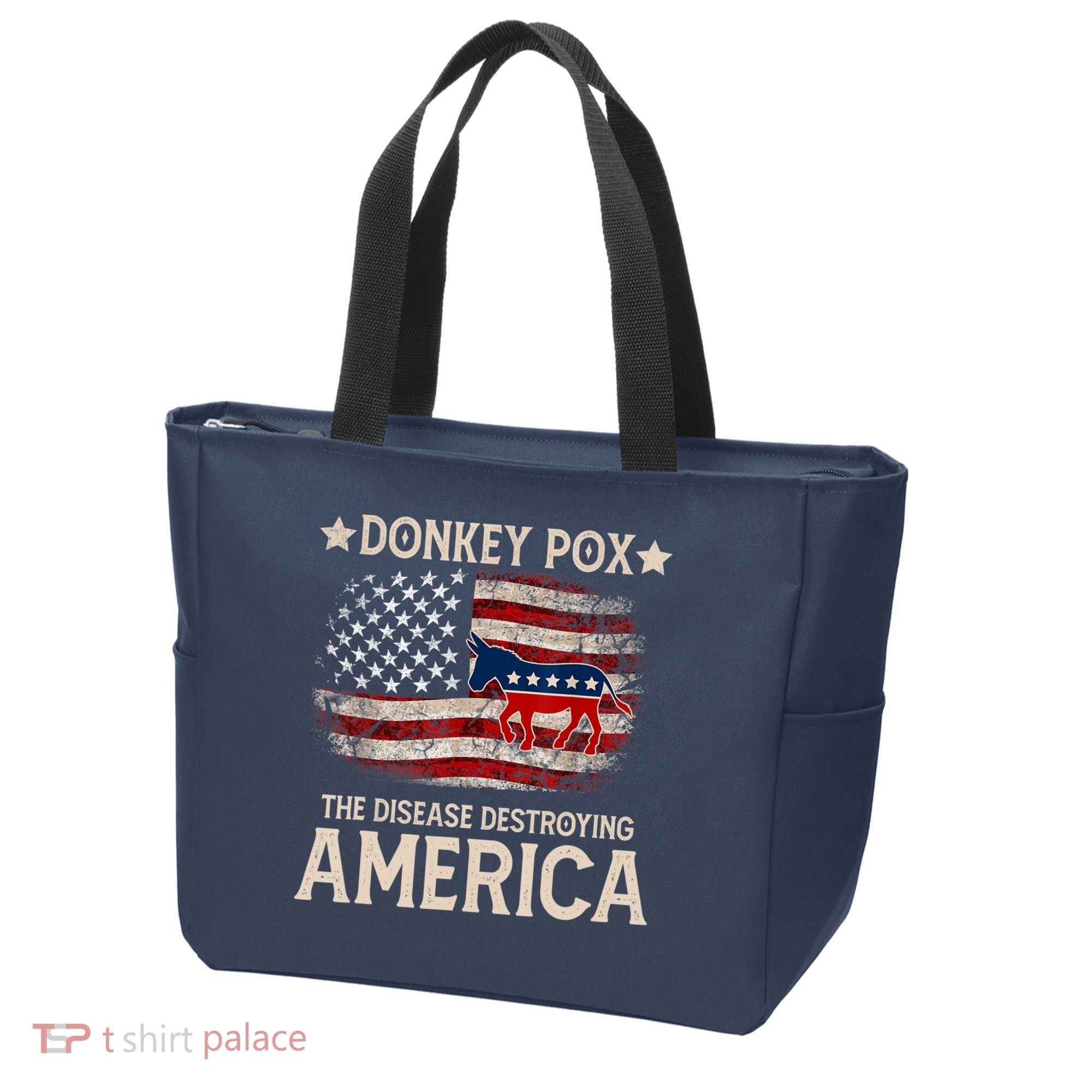 Donkey Pox The Disease Destroying America Funny Donkeypox Flag Tote Bag