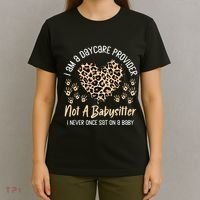 Daycare Provider Teacher Childcare Worker Leopard Heart Fun T-Shirt thumb 4